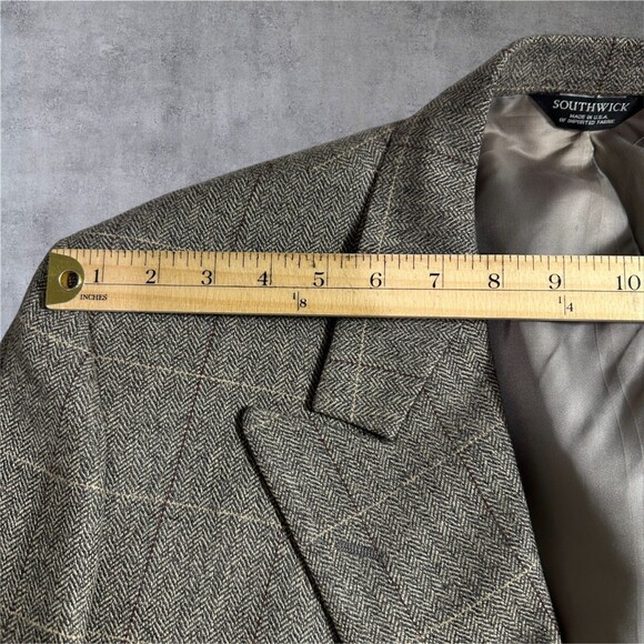 SOUTHWICK Vintage Mens Double Breasted Sport Coat Blazer Jacket 44L Windowpane - Picture 6 of 15